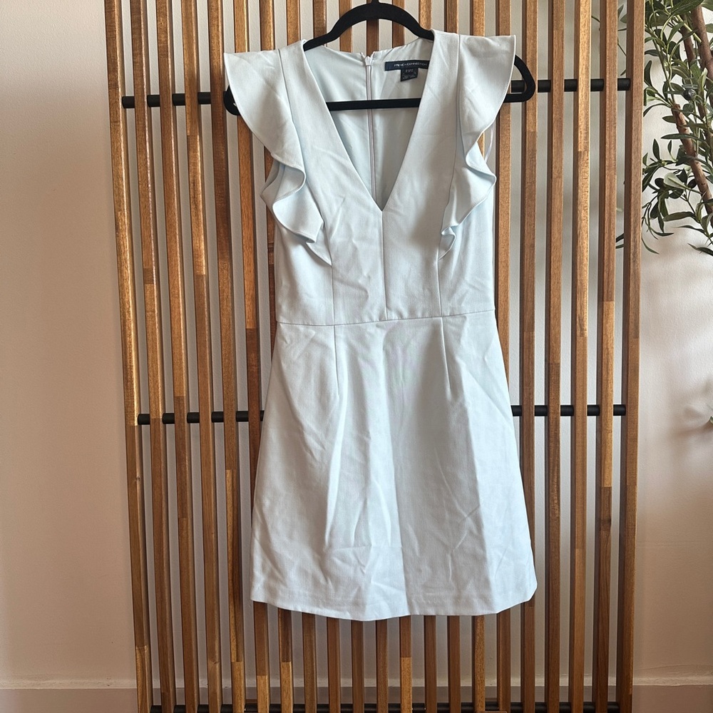 French Connection Sky Blue Ruffle Mini Dress
